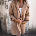 Damen kuscheliger Oversize-Mantel mit praktischen Taschen und elegantem Revers EB