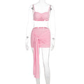 Damen Crop Top und Rock Set mit modischen Raffungselementen EB