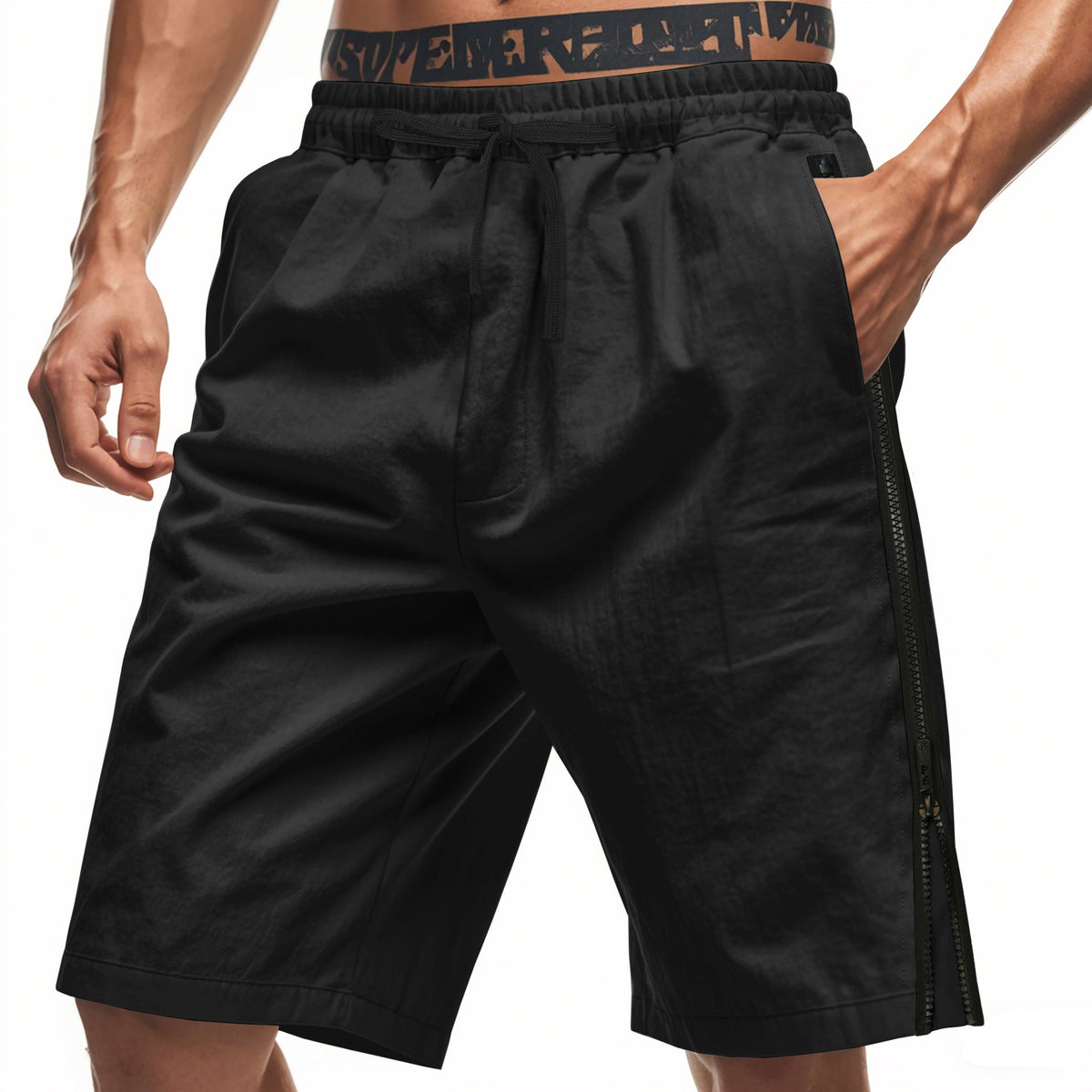 Leichte Trainingsshorts für Herren mit elastischem Kordelzugbund
