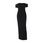 Damen Damenhaftes Maxi-Kleid mit off-shoulder Design und eleganten Knopfdetails EB