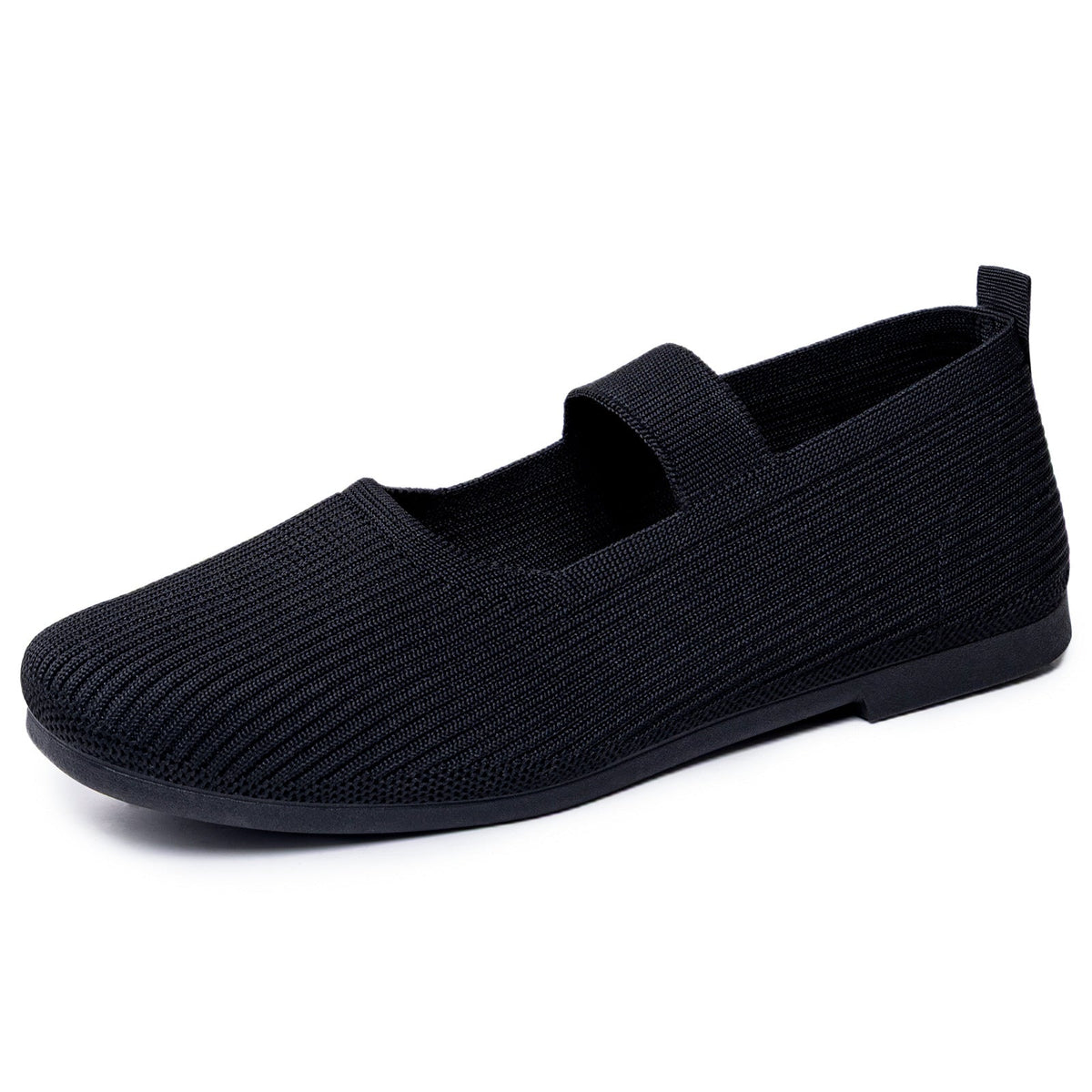 Damen Bequeme Strick-Ballerinas mit elastischem Riemen EB