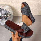 Damen bequeme Schlappen mit modischem Faltendesign EB