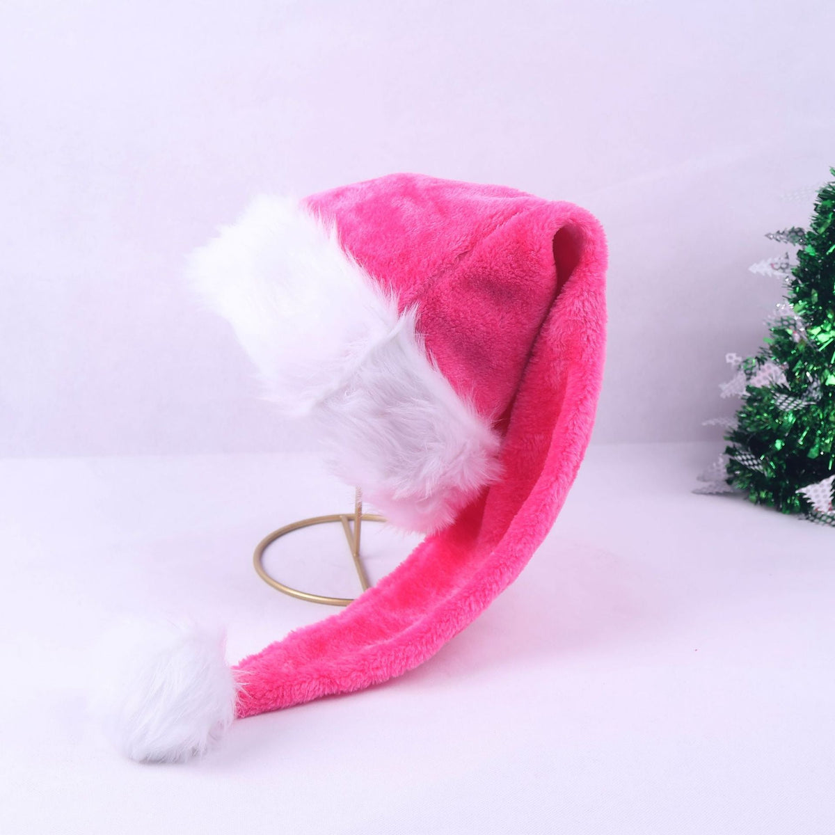 Weihnachtsmütze mit Plüschbesatz