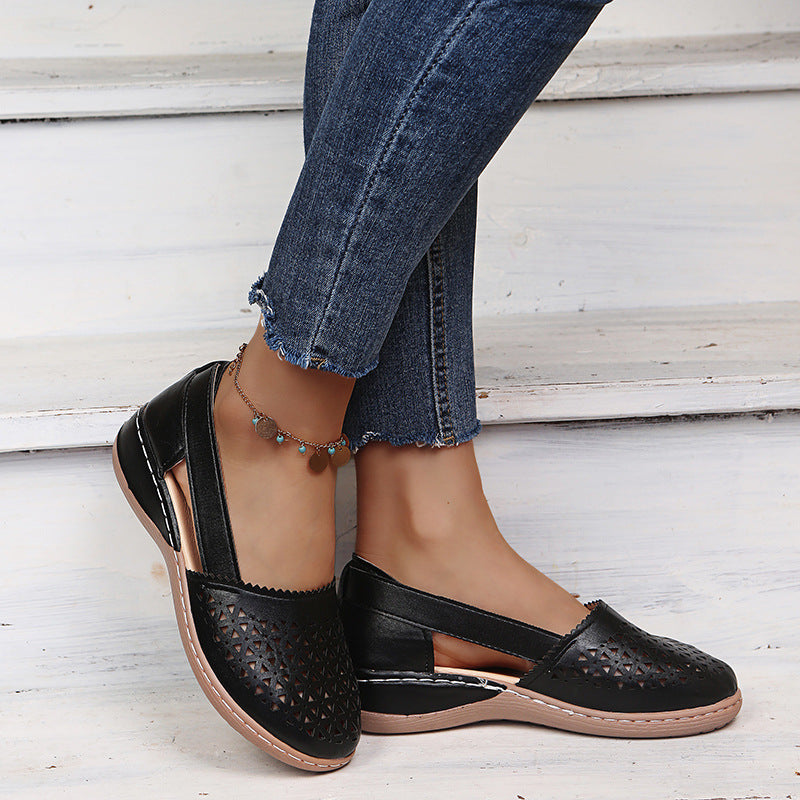 Damen bequeme Slingback-Pantoletten mit durchbrochenem Obermaterial EB