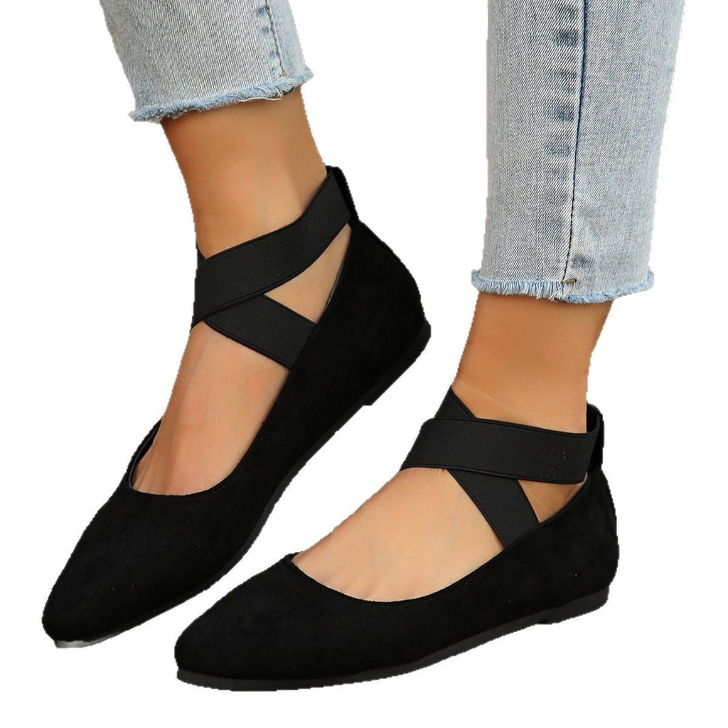 Damen elegante Ballerinas mit breitem elastischem Riemen EB