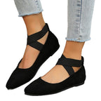 Damen elegante Ballerinas mit breitem elastischem Riemen EB
