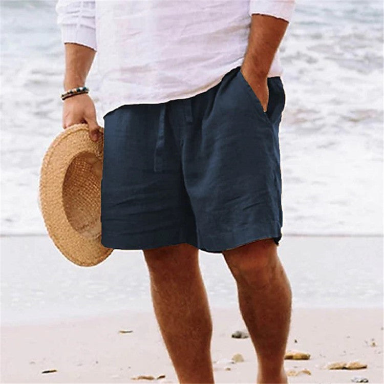 Herren luftige Leinen-Shorts mit elastischem Bund und praktischen Seitentaschen EB