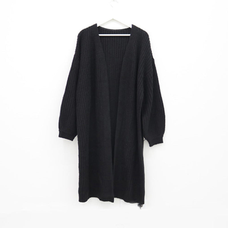 Damen Grober Strickcardigan mit offenem Schnitt und bequemen Ärmelabschlüssen EB