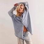 Damen Oversized Jeanshemd mit aufgesetzten Taschen EB