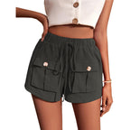 Damen lässige Shorts mit praktischen Taschen und komfortablem Kordelzug EB