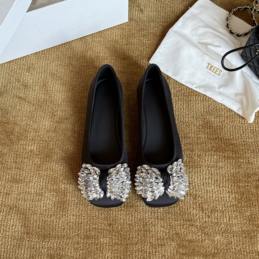 Damen Bequeme Ballerinas mit funkelndem Strassbesatz EB
