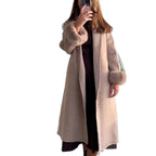 Damen Eleganter Wollmantel mit luxuriösen Pelzärmeln EB