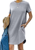 Damen Casual Kleid mit praktischen Taschen EB