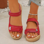 Damen Bequeme Riemchen-Sandalen mit verstellbaren Klettverschlüssen EB
