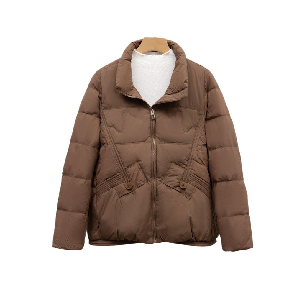 Damen gesteppte Winterjacke mit praktischen Taschen und hohem Kragen EB