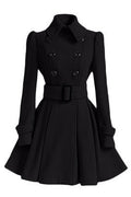 Damen moderner Trenchcoat mit tailliertem Schnitt und Doppelknöpfen EB