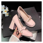Damen elegante Mary Jane High Heels mit Blockabsatz EB