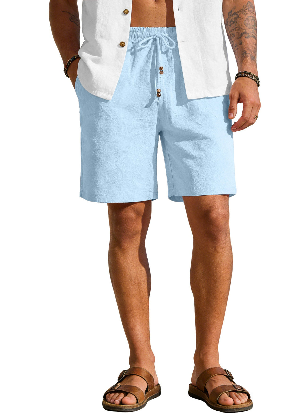 Leichte Herren-Strandbermuda aus Leinenmischung