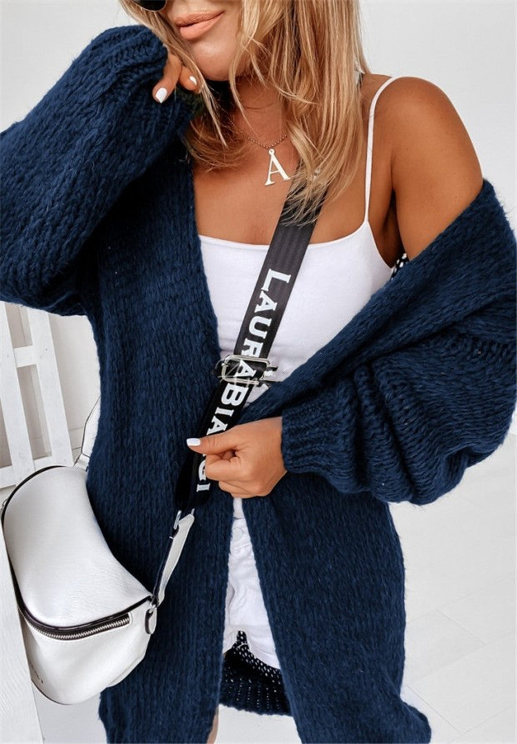 Damen Grober Strickcardigan mit voluminösen Ärmeln und offener Front EB
