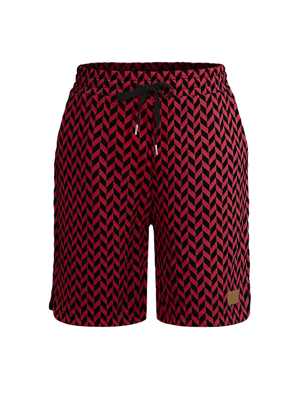 Damen-Jacquard-Shorts mit elastischem Komfortbund und Fischgrätmuster