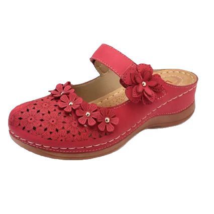 Damen bequeme Clogs mit floralem Dekor und ergonomischem Fußbett EB