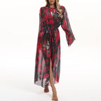 Damen eleganter Strandkimono mit floralem Muster EB
