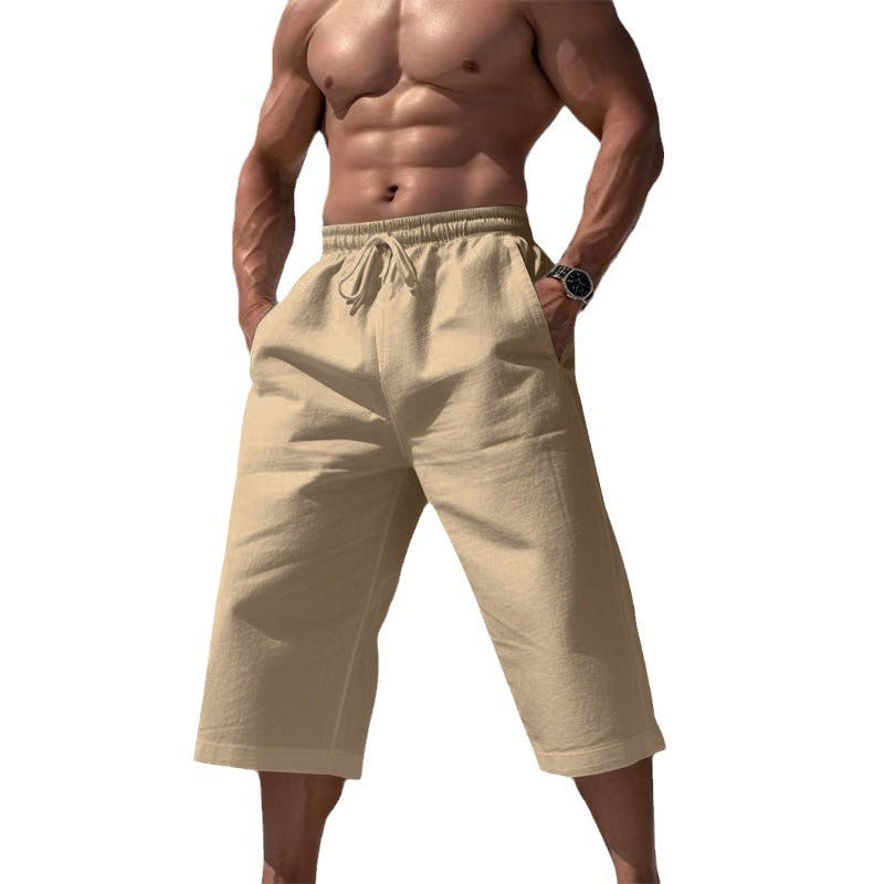 Lässige kniekurze Bermuda-Shorts für Herren mit elastischem Bund und Kordelzug