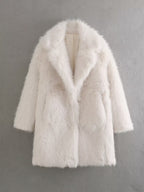Damen Fleece-Mantel mit doppeltem Revers EB