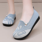 Damen Bequeme Slipper mit dekorativem Strickmuster und Perlenverzierung EB