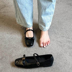 Damen elegante Ballerinas mit dekorativem Riemen und komfortablem Fußbett EB