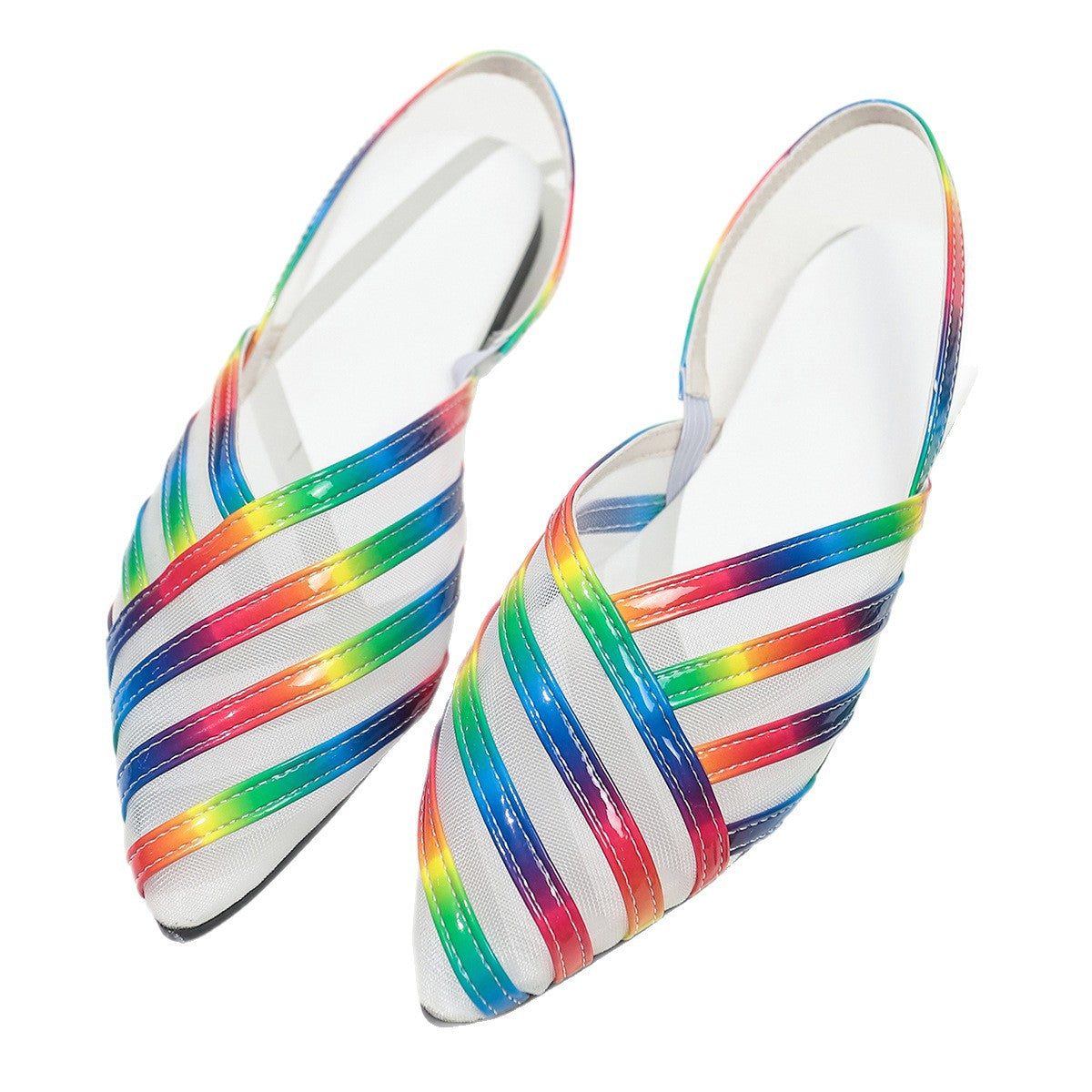 Damen elegante Ballerinas mit transparenten, bunten Riemen EB