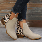 Damen elegante Ankle Boots mit modischem Leopardenmuster EB