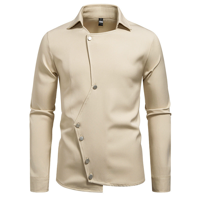 Herren Hemd mit asymmetrischem Knopfdesign und modernem Kragen EB