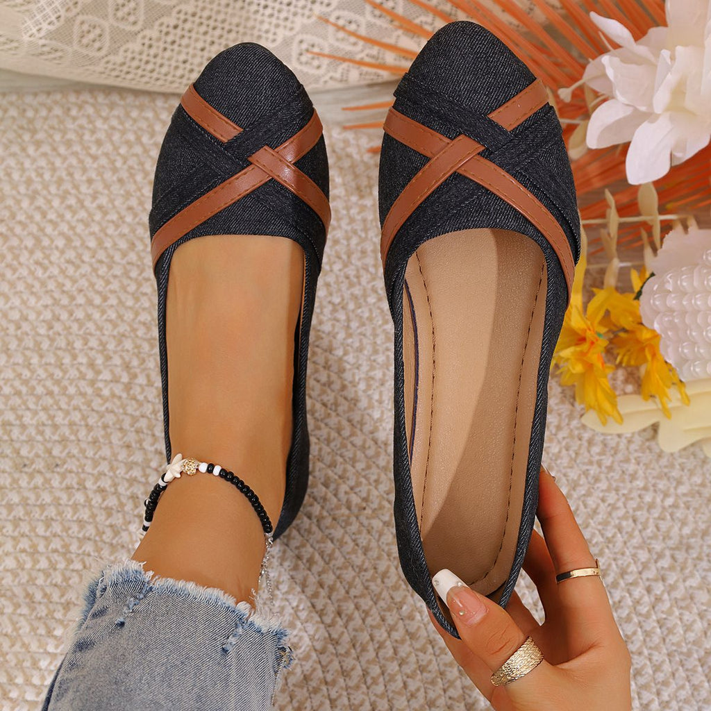 Damen Ballerinas mit modischer Strap-Kombination und elastischer Sohle EB
