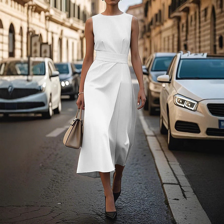 Damen elegantes Maxikleid mit figurbetonter Silhouette und seitlichem Schlitz EB
