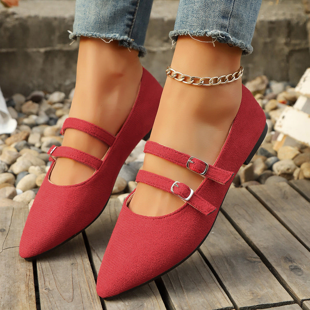 Damen Ballerinas mit modischen Riemen und punktueller Fußbettgestaltung EB