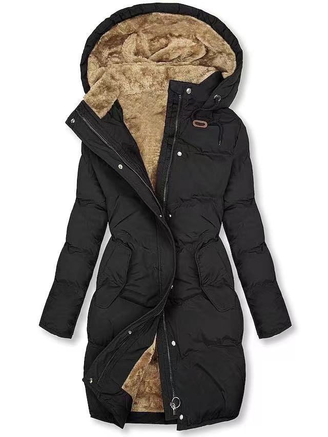 Damen gefütterter Winterparka mit abnehmbarer Kapuze und weichem Innenfutter EB