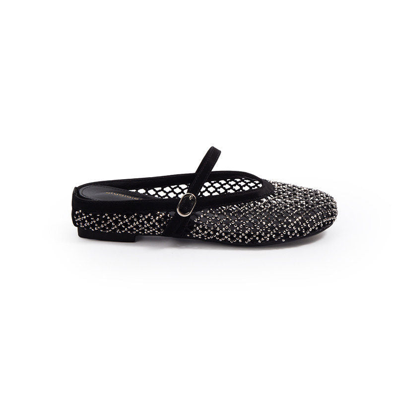 Damen Ballerinas mit modischem Netzdesign und eleganter Riemchen-Applikation EB