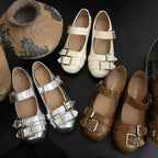 Damen Ballerinas mit modischen Schnallen und bequemer Innensohle EB