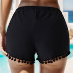 Sommer-Badeshorts für Damen mit Pompom-Dekor