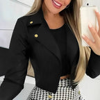 Damen Kurzarm Blazerjacke mit asymmetrischem Schnitt und dekorativen Knöpfen EB