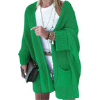 Women Oversize Chunky Knit Cardigan with Wide Shawl Collar and Patch Pockets Mune Fashion
