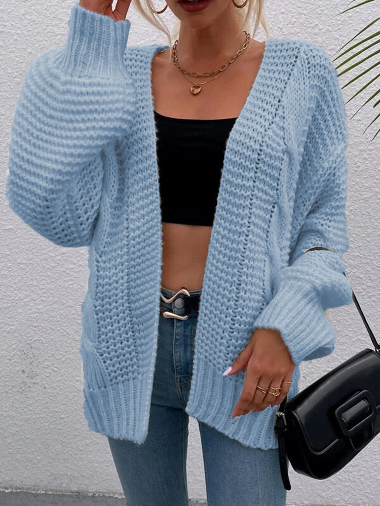 Damen Grobe Strickjacke mit offenem Schnitt und praktischen Taschen EB