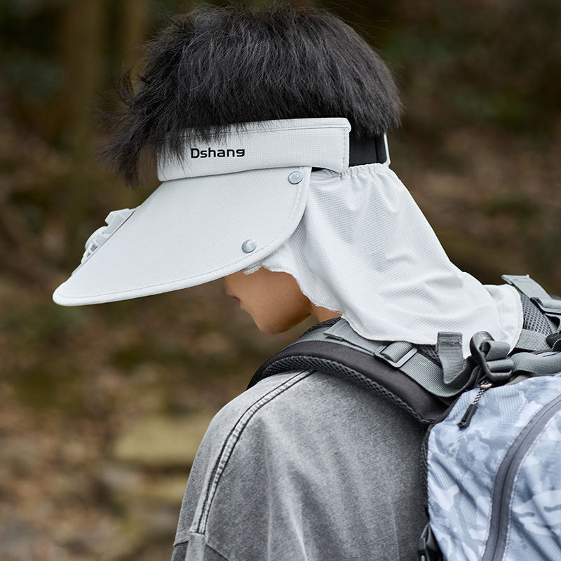 Große UV-Schutz-Sonnenblende mit abnehmbarem Mini-Ventilator und Nackenschutz