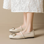 Damen elegante Ballerinas mit modischer Schleife und komfortablem Riemen EB