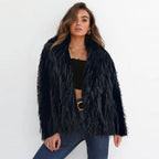 Damen Eleganter Kunstfellblazer mit breitem Kragen EB