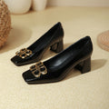 Damen elegante Blockabsatzschuhe mit Schmuckdetail EB