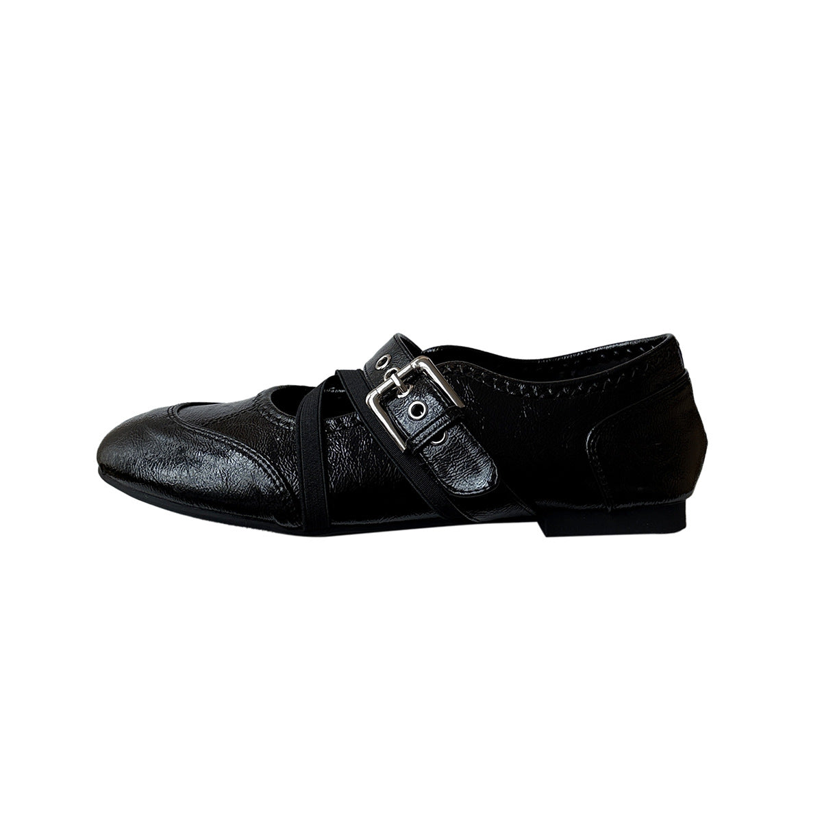 Damen Bequeme Ballerinas mit verstellbarem Riemchen und modischem Metallic-Finish EB