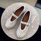 Damen Ballerinas mit funkelnden Strassverzierungen EB