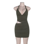 Damen Bandeau-Minikleid mit verführerischem Wickeldesign und tiefem Ausschnitt EB